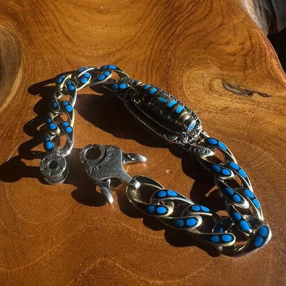 925 Sterling Silver Vintage Tibetan Prayer Wheel Bracelet (actually spins) - Picture 3 of 3